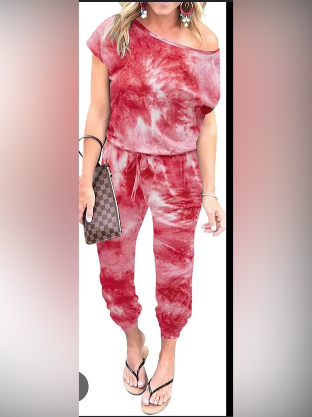 PrettyGarden Women's Jumpsuit Tie Dye Pattern Size Medium Minor FLAWS SEE PICS